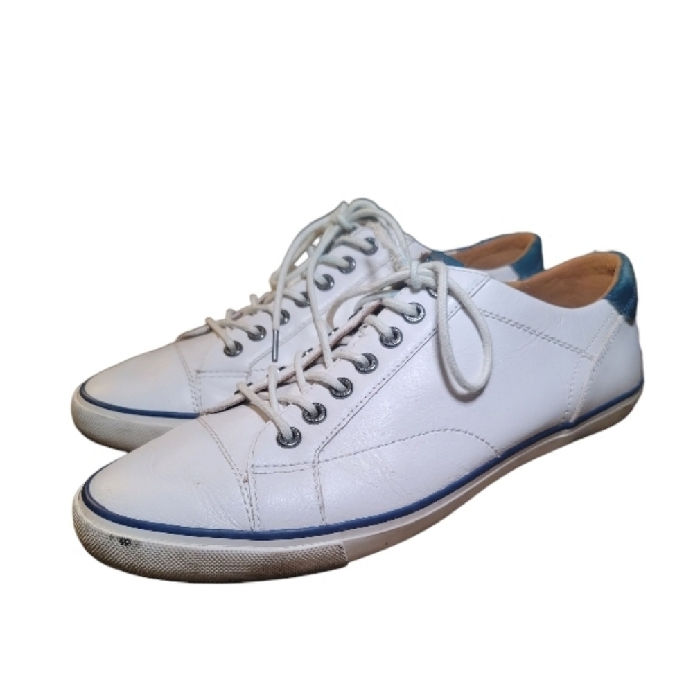 Coach Perkins Men’s Size 11 White And Blue Leather Low Top Sneakers - Picture 3 of 8
